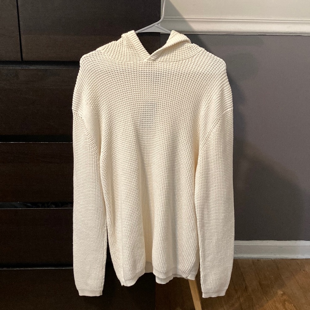 Antique White Fash Sweater with Hood